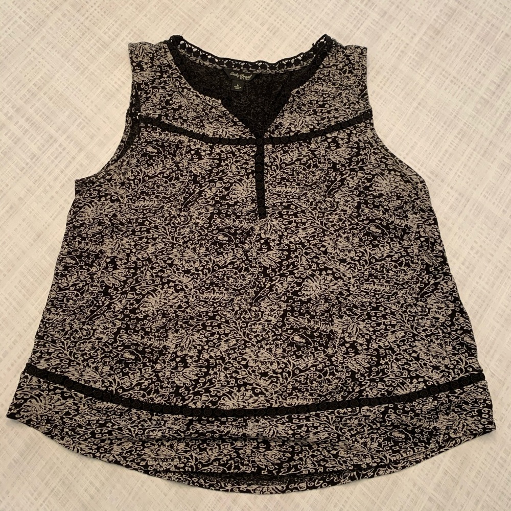 Lucky Brand Black/Tan Sleeveless Top Size L